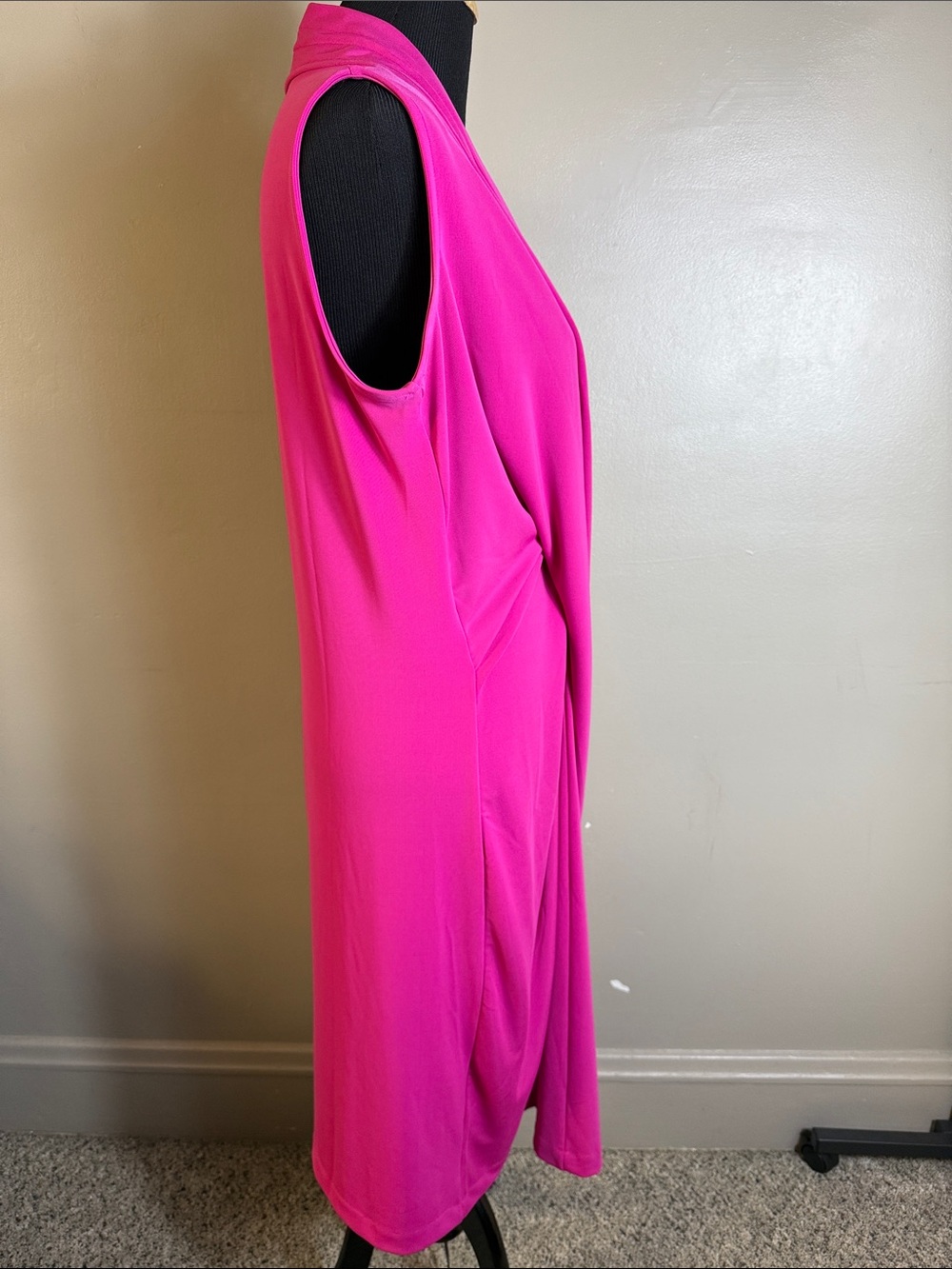 Talbots Woman Draped Surplice V-Neck Dress in Hot Pink Fuchsia Sz 1X - Picture 5 of 8